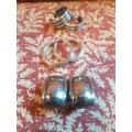 3 Silver Earringss:Italian Sterling Hoops, Ribbed Hoops and Clip ons