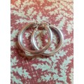 3 Silver Earringss:Italian Sterling Hoops, Ribbed Hoops and Clip ons