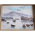 3 x P J Wong Paintings of Boats