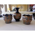 3 Royal Doulton Lambreth Slater`s Patent Stoneware Vases