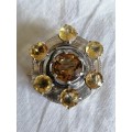 Outstanding Celtic Silver and Citrine Brooch/ Pendant