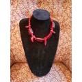 A Show Stopper! Bamboo Coral and Bakelite Necklace