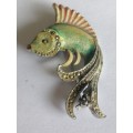 Vintage 1950`s Enamel Fish Brooch