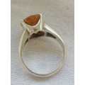 Silver and Citrine Cushion Cut Ring