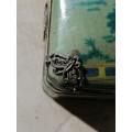 Chinese Porcelain and Silver Filigree Handmade Butterfly and Dragon  Erotic Trinket Box
