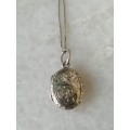 Classic Etched Silver Locket and Chain