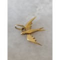 Dainty Italian 18ct Yellow Gold Flying Swallow Pendant
