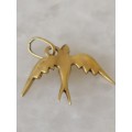 Dainty Italian 18ct Yellow Gold Flying Swallow Pendant