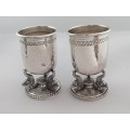 Outstanding Pair! Lalaounis Luxury Greek Silver Hammered Dolphin Goblets/Vessel