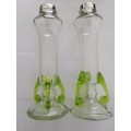 Super Cool ! A pair of Hand Blown Bud Vases with Silver Collars