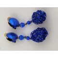 Striking Electric Blue French Cecile Jeanne Paris Necklace and Earring Set