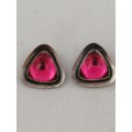 Fab Vintage Glass and Silver Tone Clip on Earrings