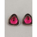 Fab Vintage Glass and Silver Tone Clip on Earrings