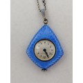 Outstanding! G Nicole Lucerne Enamel and Silver Guilloche Art Deco Pendant Watch