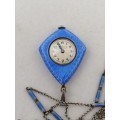 Outstanding! G Nicole Lucerne Enamel and Silver Guilloche Art Deco Pendant Watch