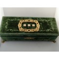 Antique Velvet and Mahogany French Glove Box and Ormolu Lion Paw feet