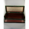 Antique Velvet and Mahogany French Glove Box and Ormolu Lion Paw feet