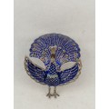Silver and Enamel Hinged Peacock Brooch, Siam