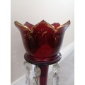 Red and Gilt Bohemian Czech Glass Mantle Luster