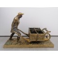 Beautifully Detailed French Ormolu Gilt Bronze Figure of a Farmer and Wheelbarrow