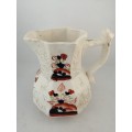 Antique 19th C Gaudy Welsh hand painted design Molded Jug