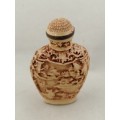 Chinese Lacquered/Resin Carved Snuff Bottle