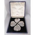 A Boxed Set of 4 Leaf Shaped Silver Hallmarked Ashtrays London 1963,  97grams