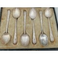 A Boxed Set of 6 Silver William Davenport Coffee Spoons