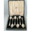 A Boxed Set of 6 Silver Viners Ltd Coffee Spoons