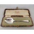 A Boxed Silver Spoon Purcell Bros Birmingham  Engraved Robin