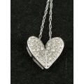 10CT White Gold and Diamond Heart Pendant and Necklace