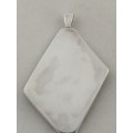 Modern and Striking Silver and Onyx/Black Glass Pendant