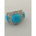 Fabulous Silver, Cubic Zirconia and Blue Stone Ring