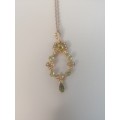 Outstanding Edwardian Gold, Peridot and Seed pearl pendant with Chain