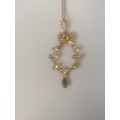 Outstanding Edwardian Gold, Peridot and Seed pearl pendant with Chain