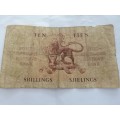 A  SOUTH AFRICAN TEN SHELLING NOTE AFR/ENG 1956