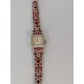 EXTREMELY SOUGHT AFTER RARE KNOLL PREGIZER ART DECO SILVER WITH RED PASTE LADIES COCKTAIL WATCH