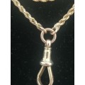 SIMPLY STUNNING ANTIQUE 9CT YELLOW GOLD DOUBLE ROPE DESIGN FOB CHAIN.