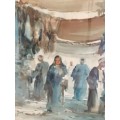 A North African Souk Watercolour on paper Signed Hidayet