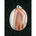 WOW!! STUNNING ERICH FREY CABOCHON AGATE PENDANT AND EARRINGS, SET IN STERLING SILVER