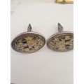 Vintage sterling silver cufflinks,Coat of Arms marked `Maneo`