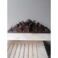 19C  HAND-CARVED FRENCH OAK PEDIMENT DEPICTING A STAG BETWEEN TWO GRYPHONS