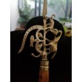 Antique ankus mahout hook, goad, Elephant controller, Indian, brass and wood CIRCA 1870