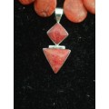 VINTAGE RED SPONGE CORAL NECKLACE WITH STERLING SILVER PENDANT