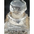 THREE CRYSTAL PERFUME BOTTLES WITH STERLING SILVER COLLAR`S