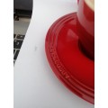 TWO RED CUPPACINO LE CREUSET CUPS