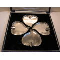 A Boxed Set of 4 Leaf Shaped Silver Hallmarked Ashtrays London 1963,  97grams