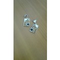 925 sterling silver ONYX AND MOTHER OF PEARL EARRINGS