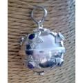 SOLID SILVER MYSTIC BELL IMPORTED FROM BALI WITH INLAID GEMSTONES