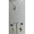 EXCEPTIONAL VALUE - 925 STERLING SILVER CHAIN CROSS AND MATCHING EARRINGS